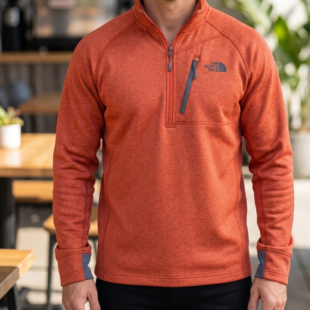 The North Face Men's Orange Quarter-Zip Sweater